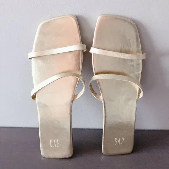 Gap Square Toe Sandals Gold Size 10 women’s shoes slides - Picture 3 of 14